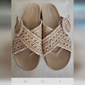 Marc Fisher Nude Tan Braided Strap Sandals